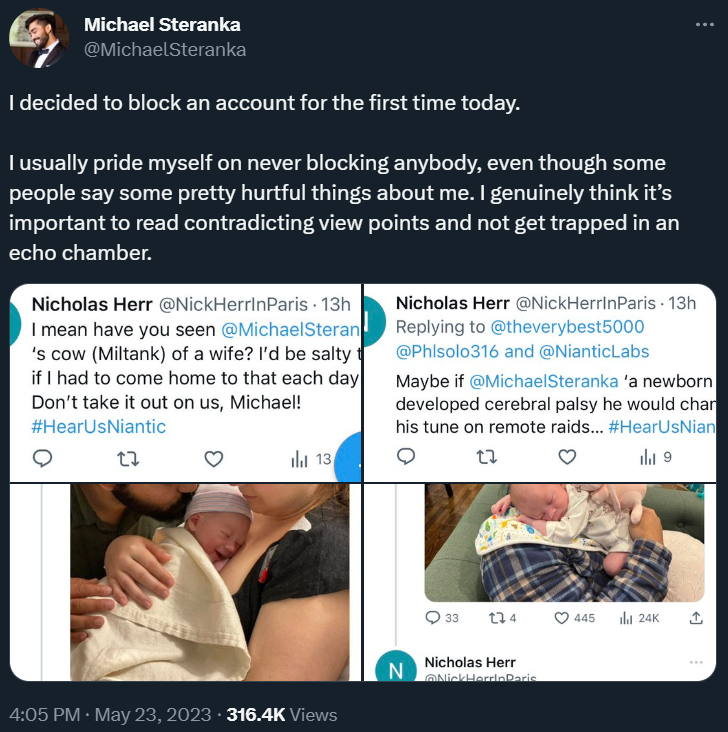 Michael Steranka shows the abuse he received via Twitter