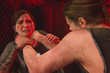 Ellie (Ashley Johnson) is strangled by Abby Anderson (Laura Bailey) in The Last of Us II (2020), Sony Interactive Entertainment