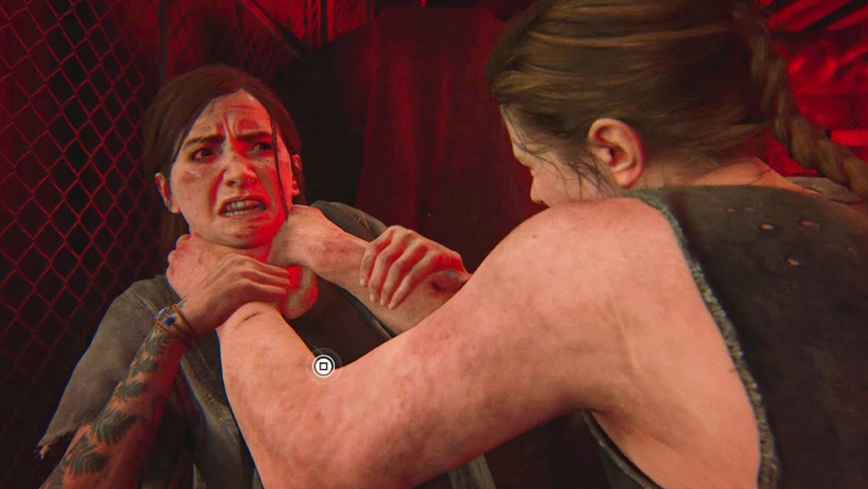 Ellie (Ashley Johnson) is strangled by Abby Anderson (Laura Bailey) in The Last of Us II (2020), Sony Interactive Entertainment