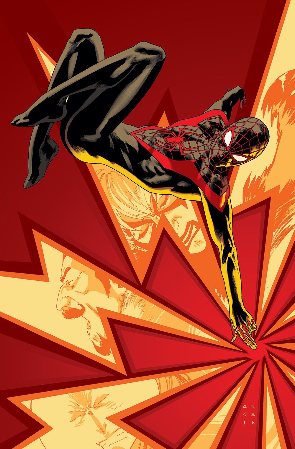 Miles Morales unleashes a Venom Strike on Kris Anka's cover to Spider-Man Annual Vol. 2 #1 "Youngblood" (2018), Marvel Comics