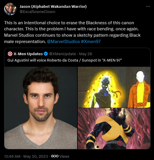 @EscalflowneClown criticizes Gui Augstini's casting as Sunspot in Marvel's 'X-Men '97'