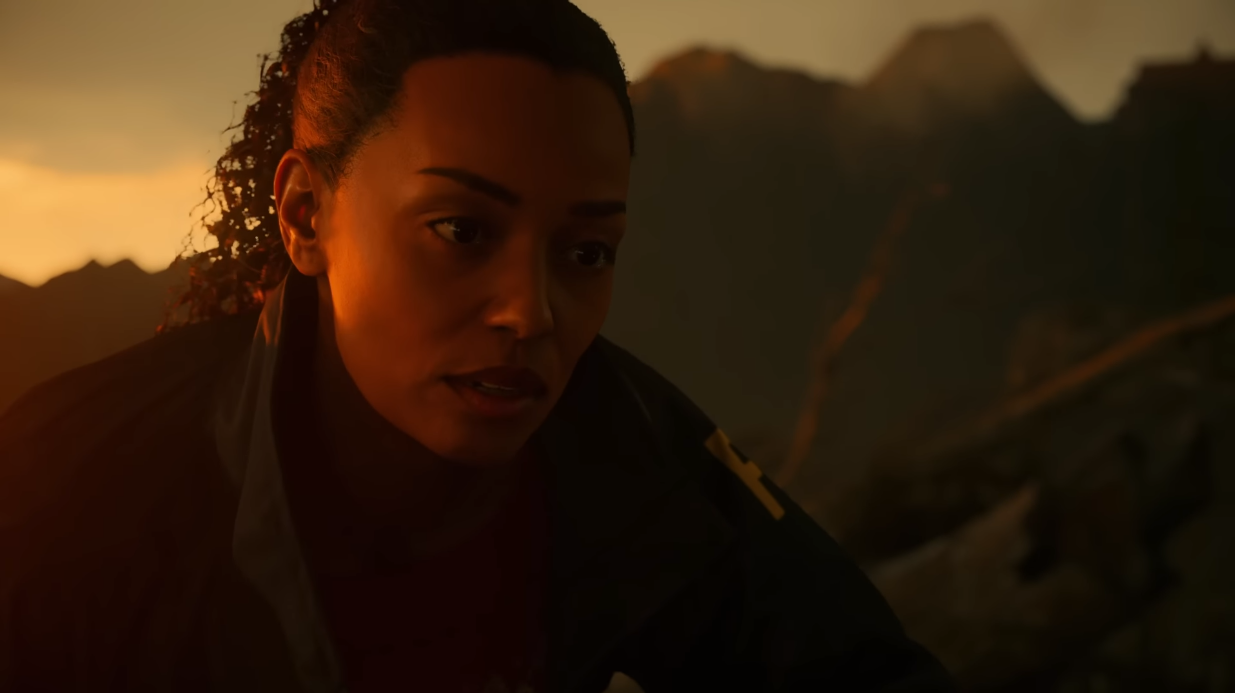 Saga Anderson (Melanie Liburd) against the sunset in Alan Wake II (2023), Epic Games