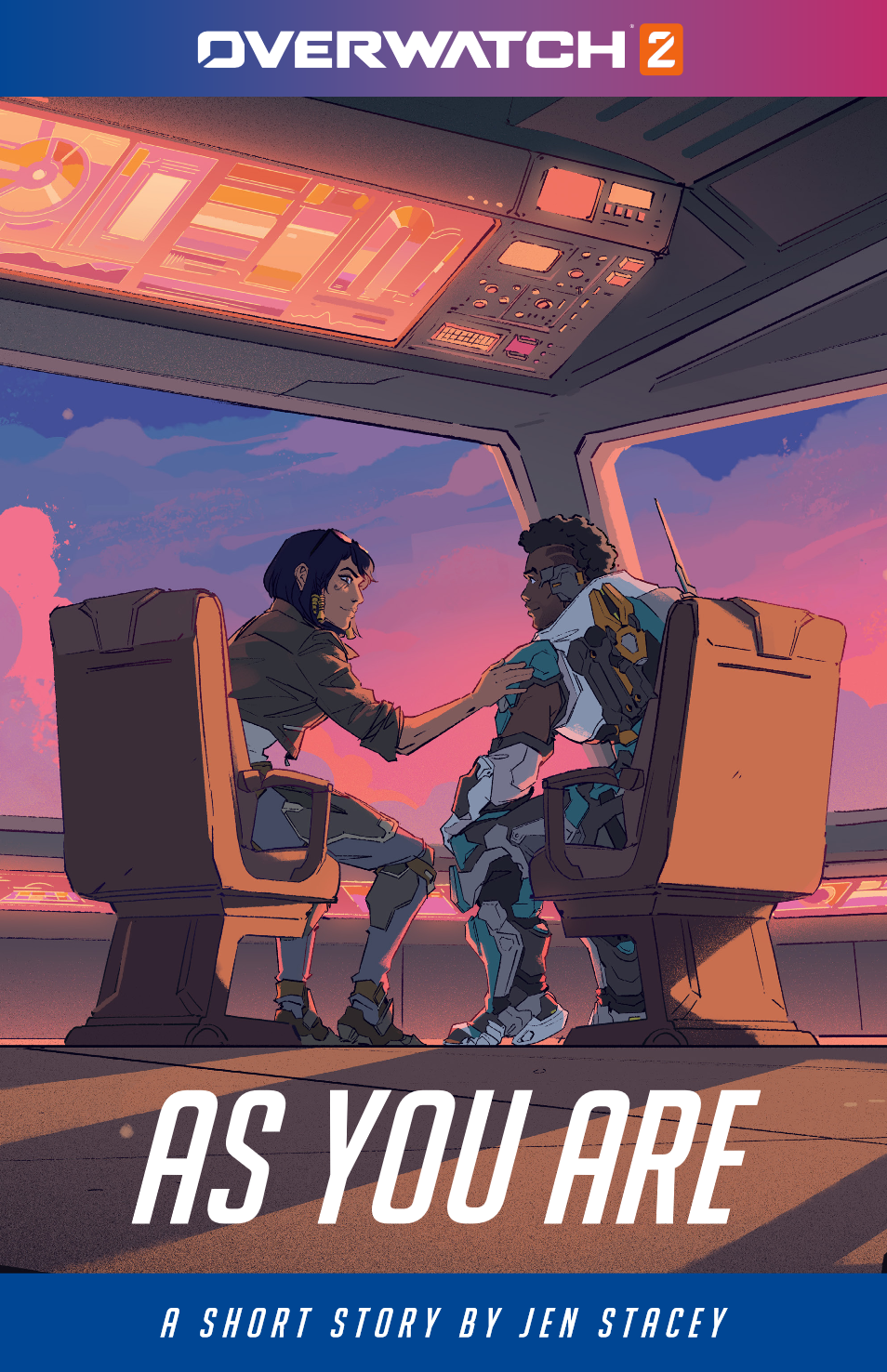 Pharah (Jen Cohn) has a heart to heart talk with Baptiste (Benz Antoine) on Blizzard Entertainment's cover to the Overwatch 2 short story 'As You Are'