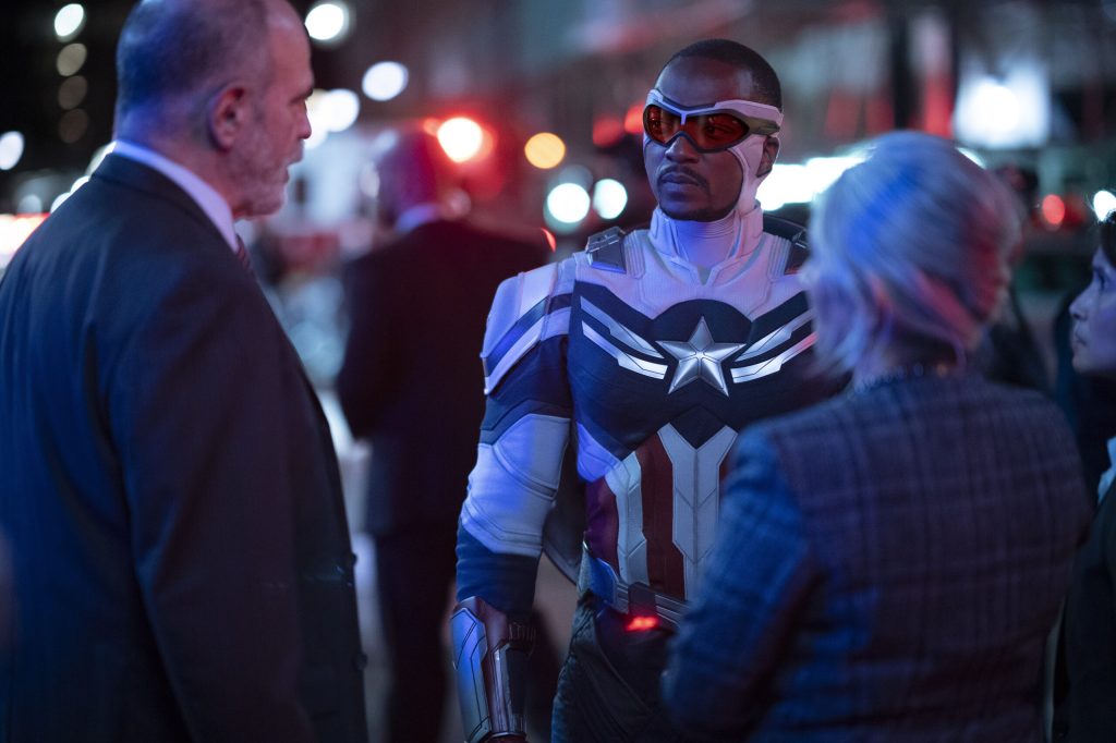 Sam Wilson (Anthony Mackie) informs the US' GRC representative (Alphie Hyorth) that he needs to 'do better' in The Falcon and the Winter Soldier Season 1 Episode 8 "One World, One People" (2023), Marvel Entertainment