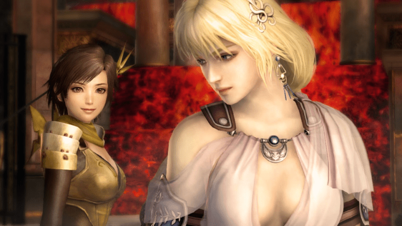 Nene (Wakanna Yamazaki) shares some encouragement with Sophitia Alexandria (Chie Nakamura) in Warriors Orochi 3 (2012), Koei Tecmo