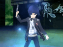 The male protagonist, Makoto Yuki, "shoots" himself in the head with an Evoker, causing glass-like shards to be ejected out of the other side via Persona 3 Portable (2023), Sega