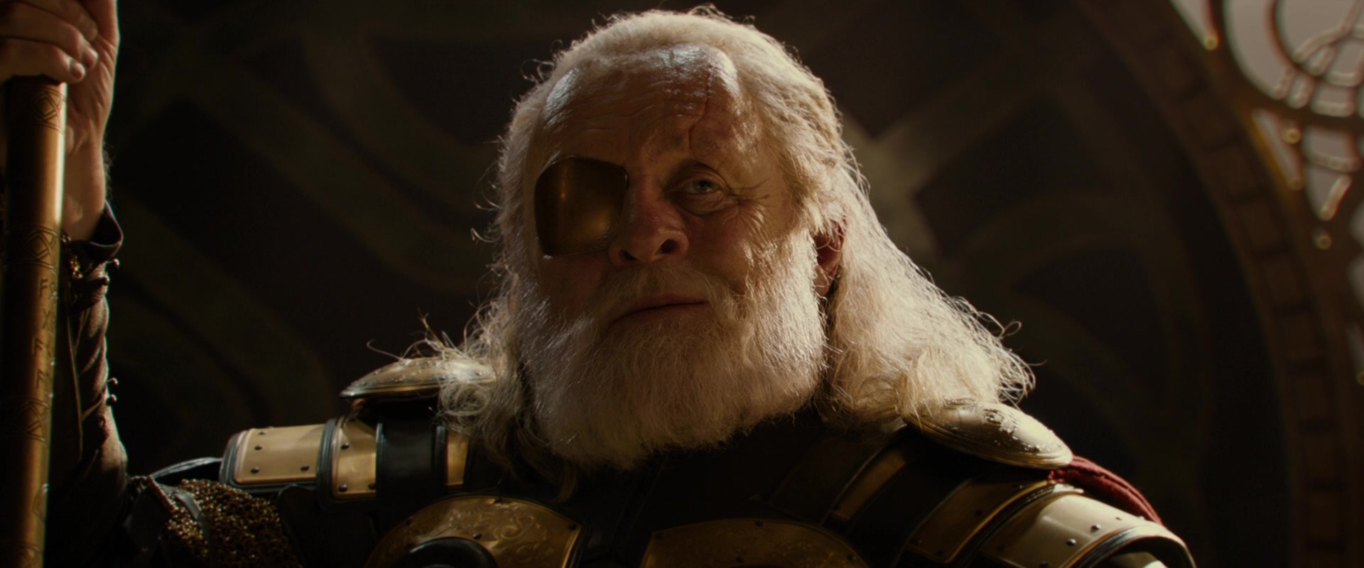 'Odin' (Anthony Hopkins) assures Thor that nothing is wrong with Asgard in Thor: The Dark World (2013), Marvel Entertainment