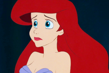 Ariel (Jodi Benson) receives a dressing down from King Triton (Kenneth Mars) in The Little Mermaid (1989), Disney