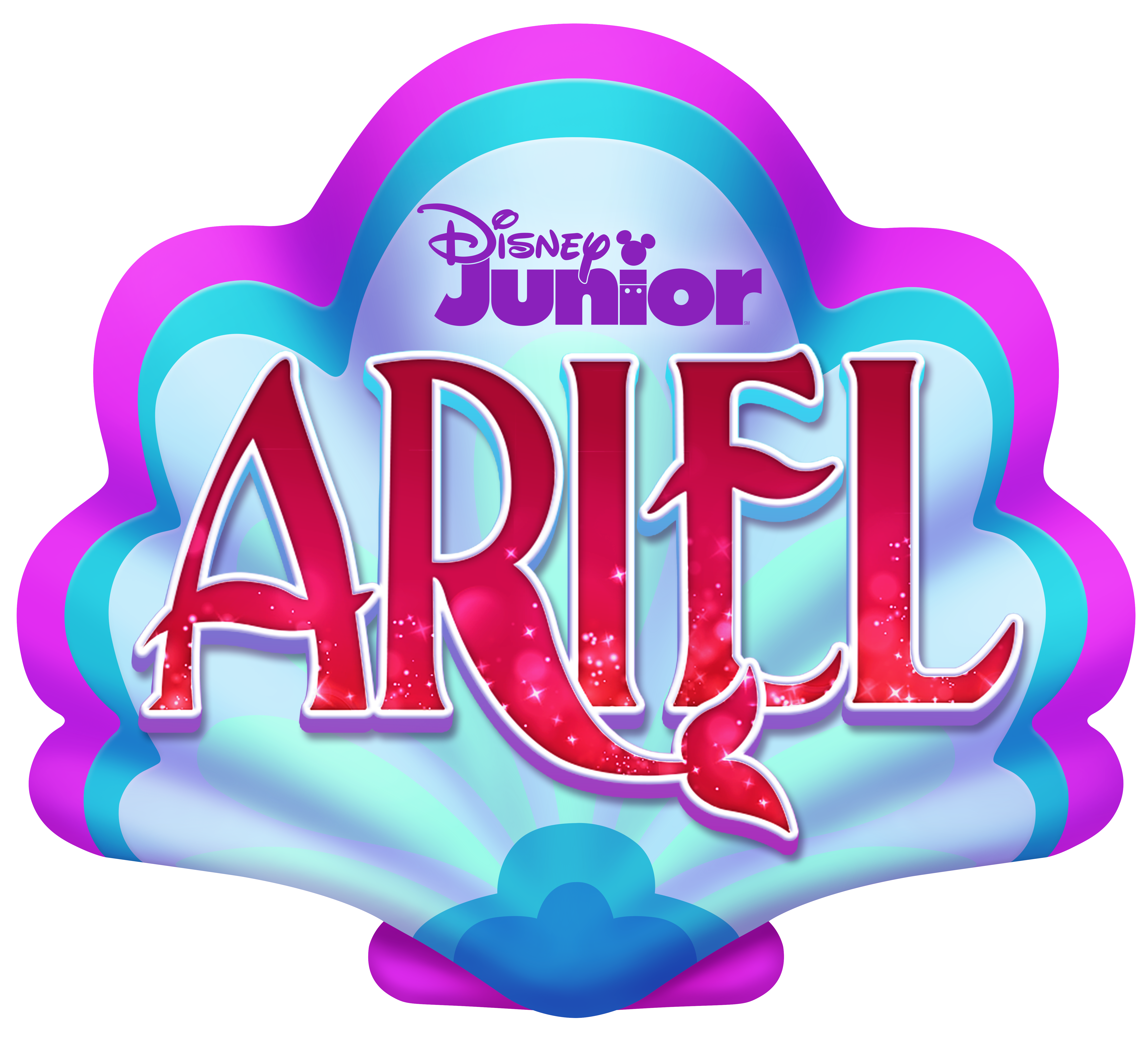 The logo for Disney Junior's Ariel (2023), Disney