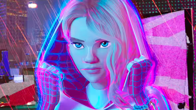 Gwen Stacy (Hailee Steinfeld) suits up in Spider-Man: Across The Spider-Verse (2023), Sony Pictures