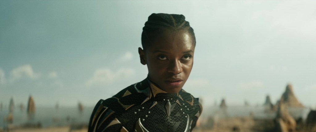Shuri (Letitia Wright) finds herself on the back foot in Black Panther: Wakanda Forever (2022), Marvel Entertainment