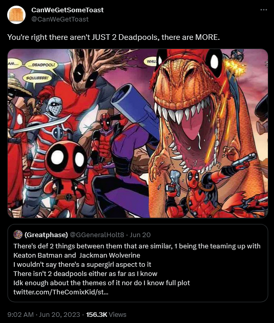@CanWeGetToast weighs in on 'Deadpool 3'.