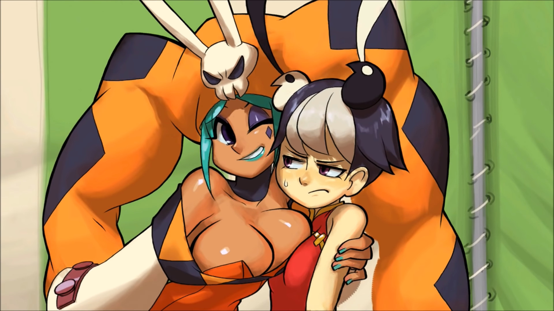 Cerebella forces Feng into a hug in Skullgirls: 2nd Encore (2013), Autumn Games