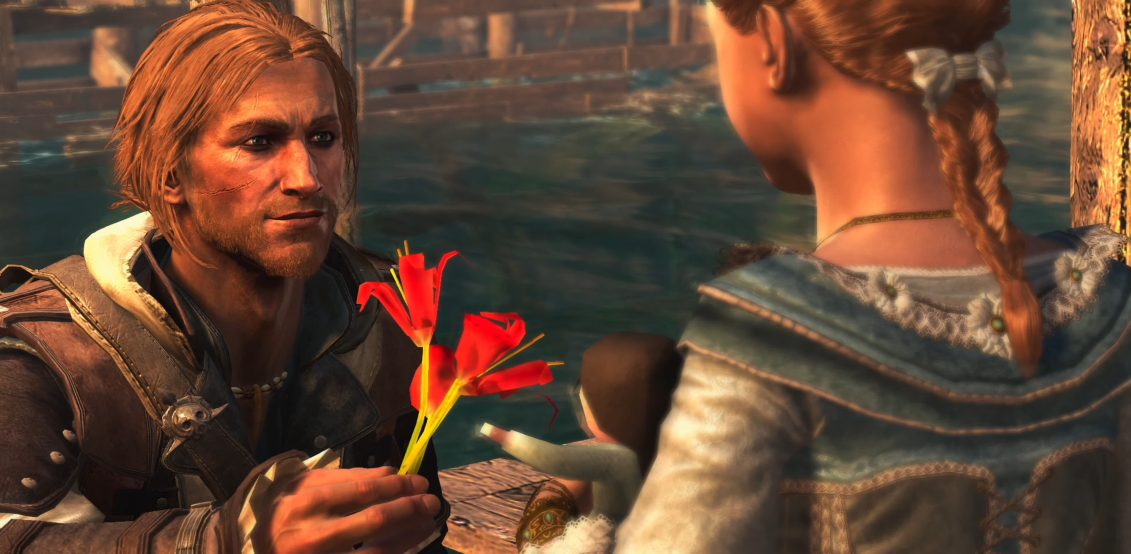 Edward (Matt Ryan) reunites with his daughter in Assassin's Creed IV: Black Flag (2013), Ubisoft