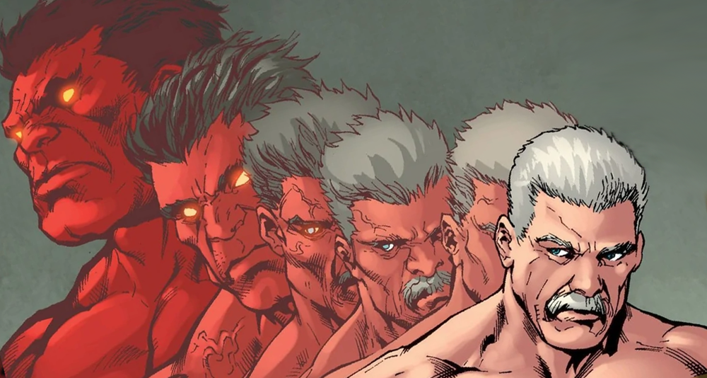 General Ross transforms back to his human form in Hulk Vol. 2 #52 "I Am Legion" (2012), Marvel Comics. Art by Carlo Pagulayan, Jason Paz, Juan Vlasco, and Val Staples.