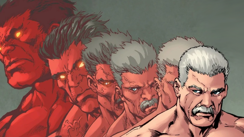 General Ross transforms back to his human form in Hulk Vol. 2 #52 "I Am Legion" (2012), Marvel Comics. Art by Carlo Pagulayan, Jason Paz, Juan Vlasco, and Val Staples.