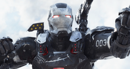 War Machine (Don Cheadle) prepares to unload in Captain America: Civil War (2016), Marvel Entertainment