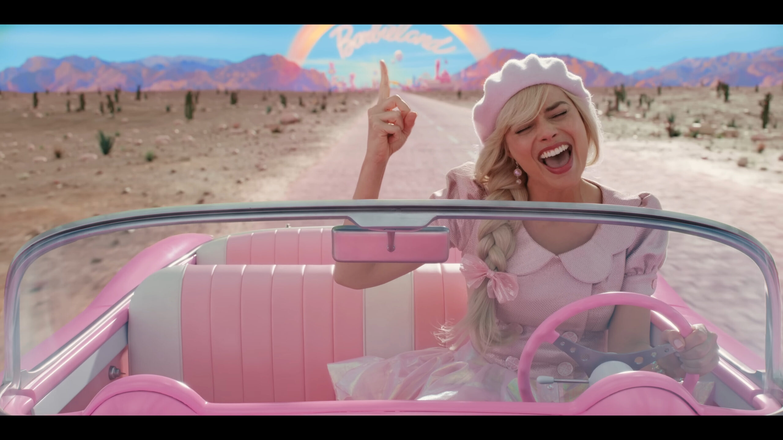 Barbie (Margot Robbie) departs for the real world in Barbie (2023), Warner Bros. Pictures