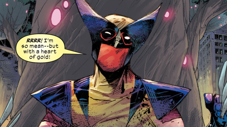 Deadpool tries to join Krakoa in Wolverine Vol. 7 #20 "Trigger Warning" (2020), Marvel Comics. Words by Benjamin Percy, art by Adam Kuybert, Frank Martin, Dijjo Lima, and Cory Petit.