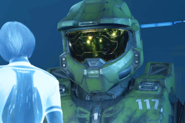 The Weapon (Jen Taylor) informs Master Chief (Steve Downes) of their current situation in Halo 4 (2012), Microsoft Studios