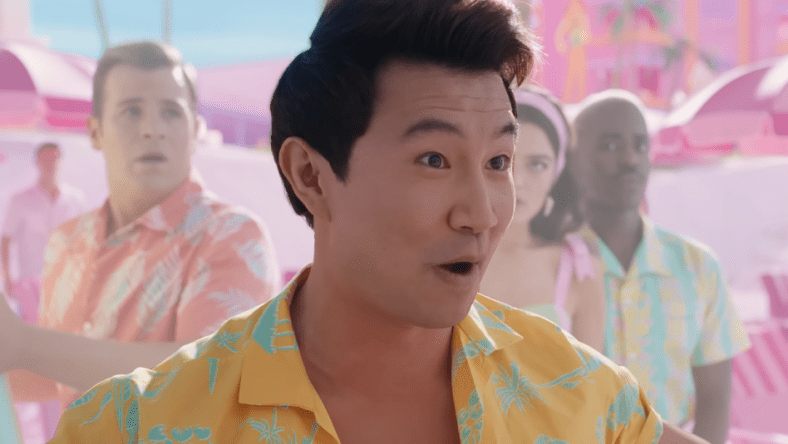 Ken 2 (Simu Liu) steps up to Ken (Ryan Gosling) in Barbie (2023), Warner Bros. Pictures