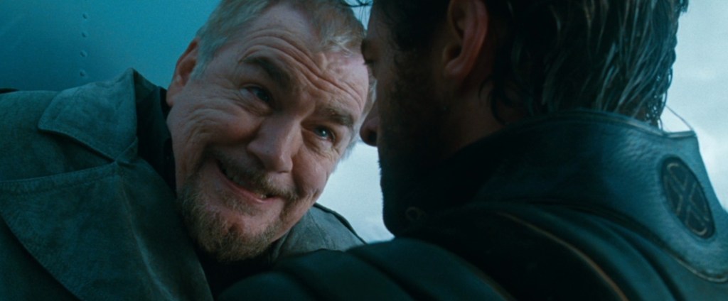 Logan (Hugh Jackman) and Colonel William Stryker (Brian Cox) finally see each other face-to-face in X2 (2003), 20th Century Fox
