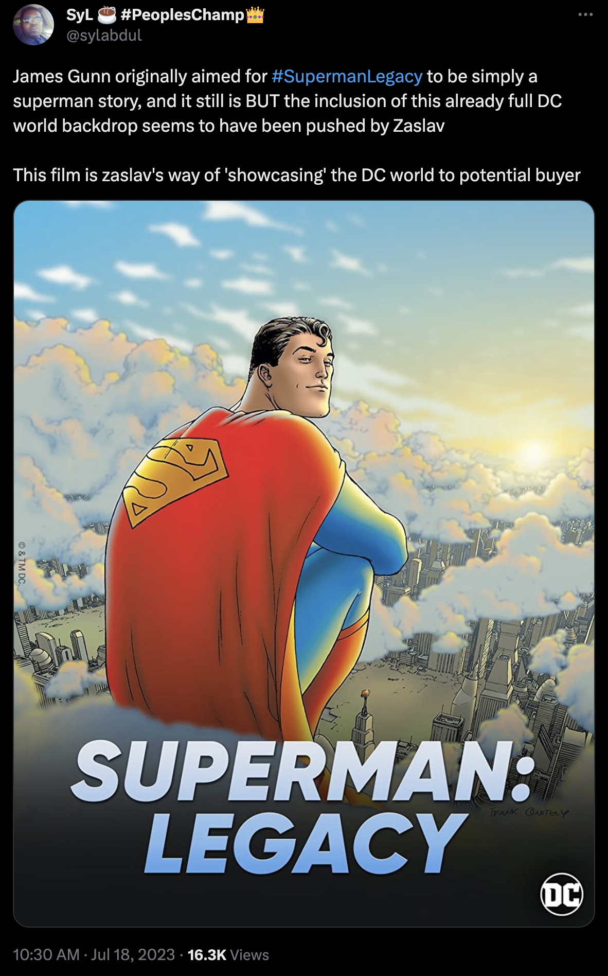 Syl Abdul afirma que David Zaslav pressionou pela inclusão de mais personagens da DC em Superman: Legacy via Twitter
