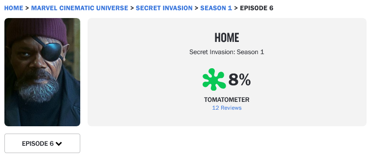Marvel's Secret Invasion Season 1 Episode 6 "Home" via Rotten Tomatoes