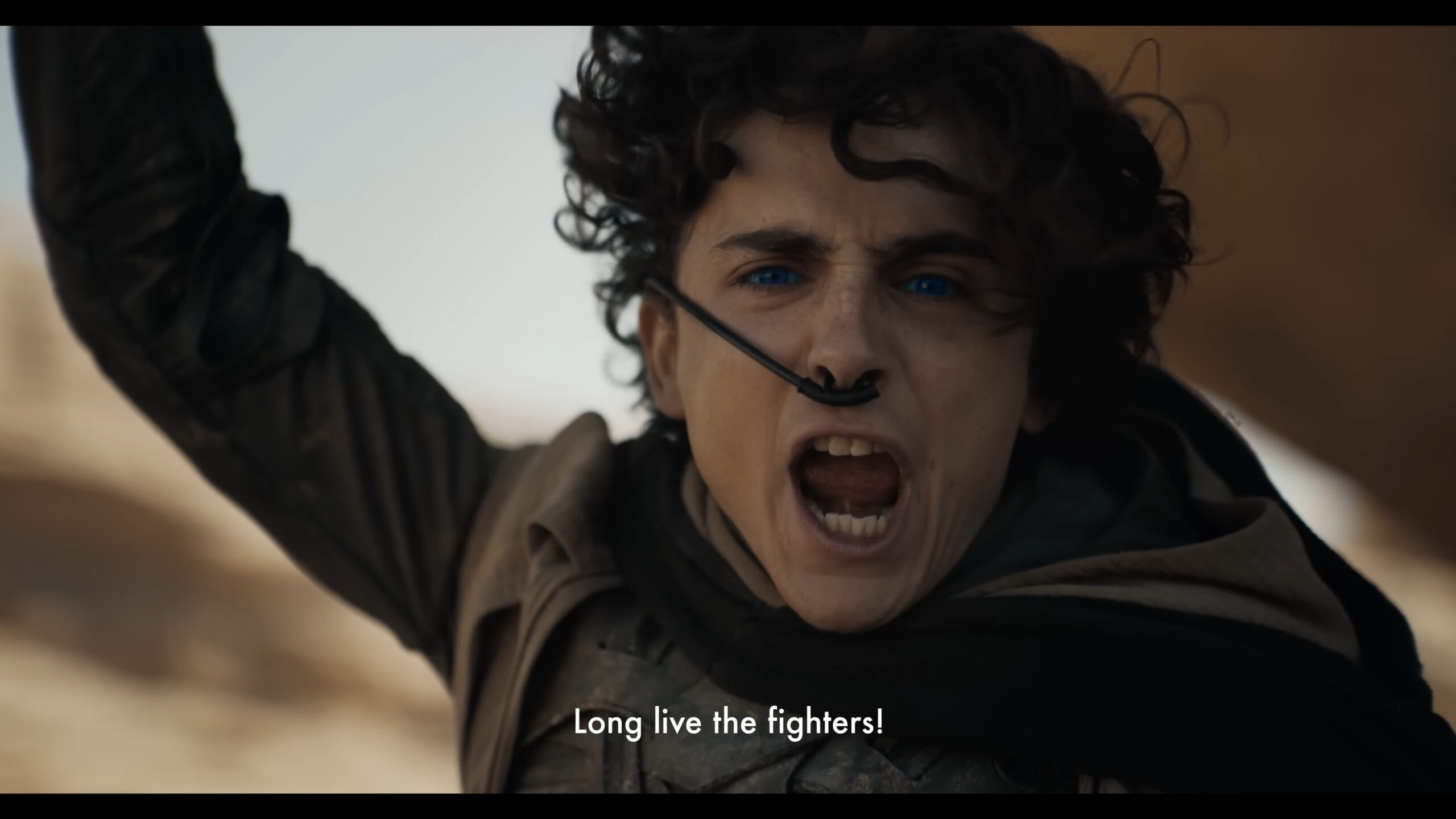 Paul Atreides (Timothée Chalamet) rallies his troops in Dune: Part Two (2023), Warner Bros. Discovery