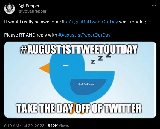 @MzSgtPepper attempts to organize a 24-hour 'No Tweet' period
