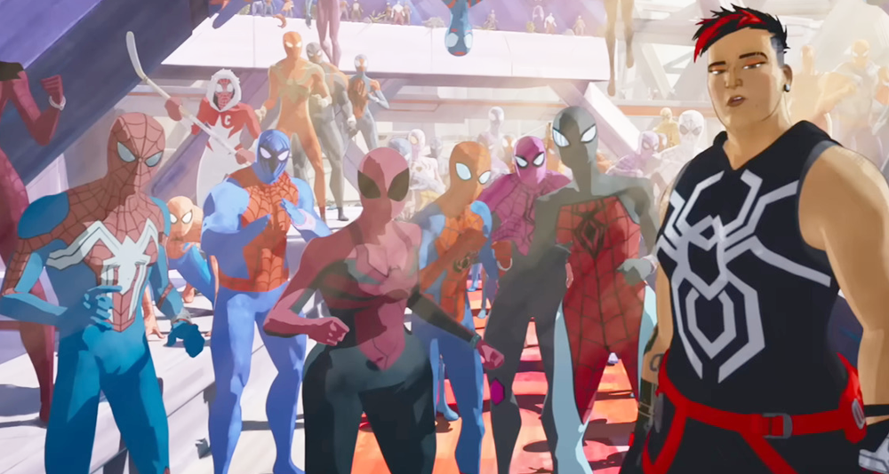 The Spider-Society prepares to strike in Spider-Man: Across the Spider-Verse (2023), Sony Animation