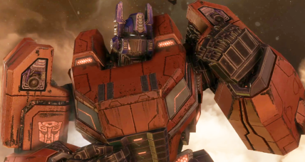 Optimus Prime (Peter Cullen) vows revenge on Megatron (Fred Tatasciore) in Transformers: Fall of Cybertron (2012), Activision
