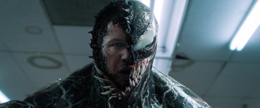 Venom (Tom Hardy) suits up in Venom (2018), Sony Pictures