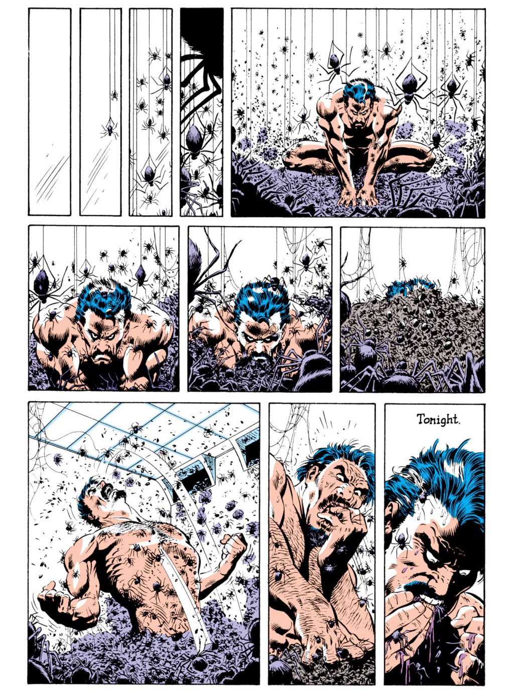 Kraven the Hunter prepares for his last hunt in Web of Spider-Man Vol. 1 #31 "The Coffin" (1987), Marvel Comics. Words by J.M. DeMatteis, art by Mice Zeck, Bob McLeod, Janet Jackson, Bob Sharen, Mike Zeck, and Rick Parker