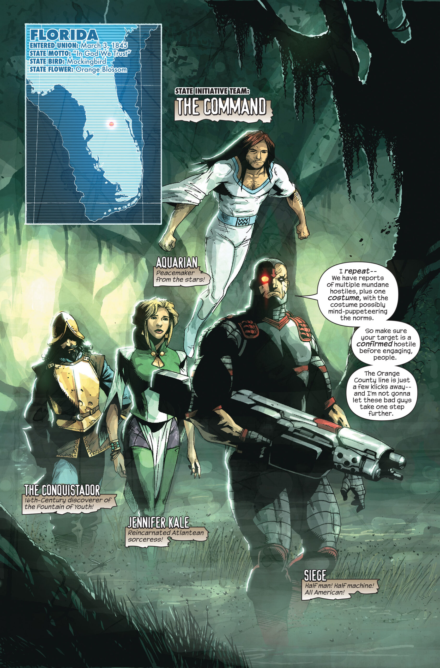 The Command undertakes their final mission in Marvel Zombies 3 Vol. 1 #3 (2008), Marvel Comics. Words by Fred van Lente, art by Kev Walker, Jean-François Beaulieu, and Rus Wooton.
