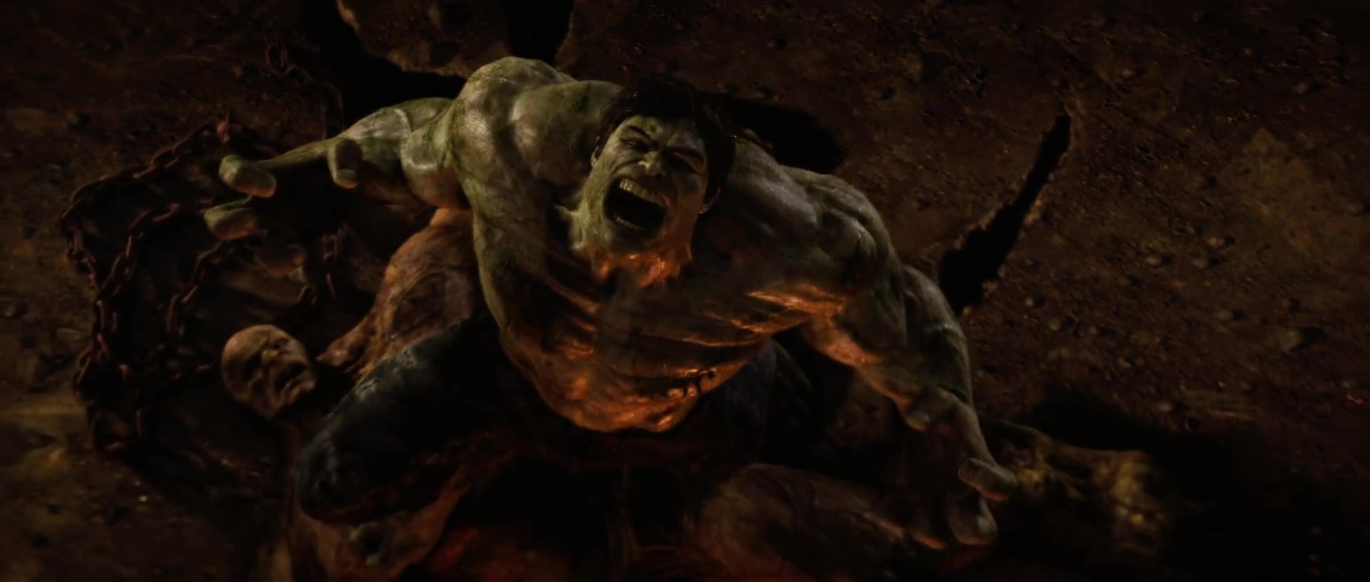 The Hulk (Edward Norton) stands triumphant over the Abomination (Tim Roth) in The Incredible Hulk (2009), Marvel Entertainment
