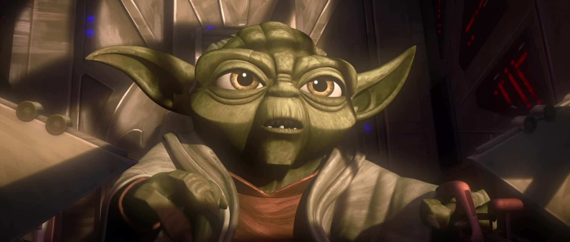 Yoda (Tom Kane) follows the Force to the heart of the galaxy in Star Wars: The Clone Wars Season 7 Episode 10 "The Phantom Apprentice" (2014), Lucasfilm Animation