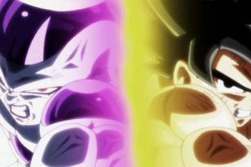 Frieza (Ryūsei Nakao) and Goku (Masako Nozawa) put an end to the Tournament of Power in Dragon Ball Super Episode 121 "A Miraculous Conclusion! Farewell Goku! Until We Meet Again!" (2017), Shueisha