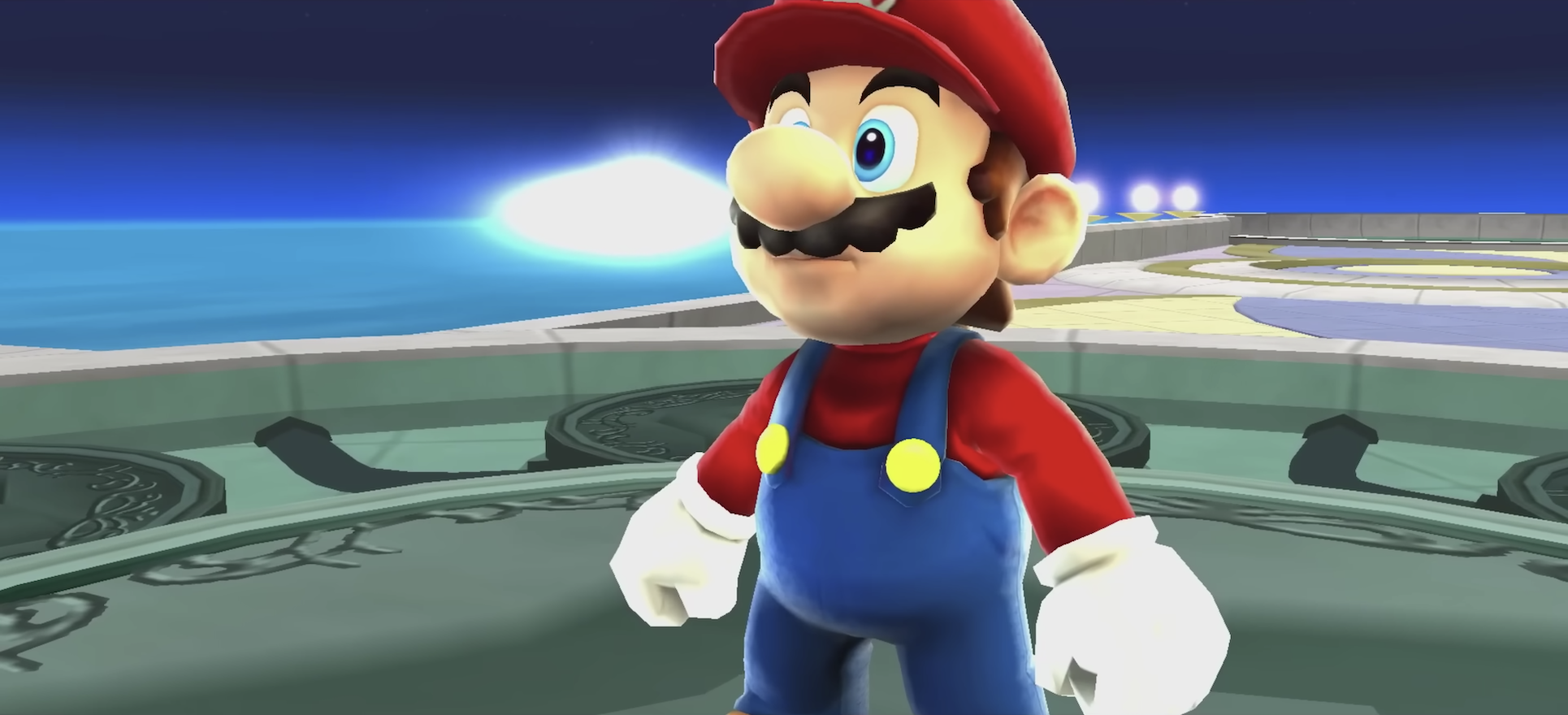 Mario (Charles Martinet) chega ao observatório de Rosalina (Mercedes Rose) em Super Mario Galaxy (2007), Nintendo