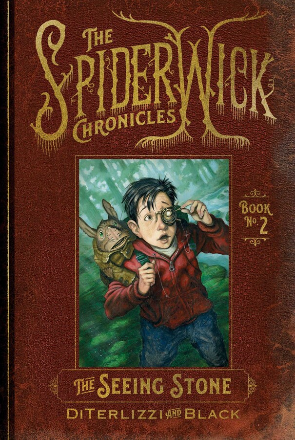 Jared Grace encounters a group of goblins on Tony DiTerlizzi's cover to The Spiderwick Chronicles Book 2: The Seeing Stone (2003), Simon & Schuster 