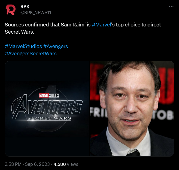 Daniel RPK claims Sam Raimi will direct the next Avengers movie.