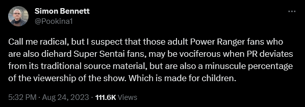 'Power Rangers' executive producer Simon Bennett says the franchise should divorce itself from 'Super Sentai'
