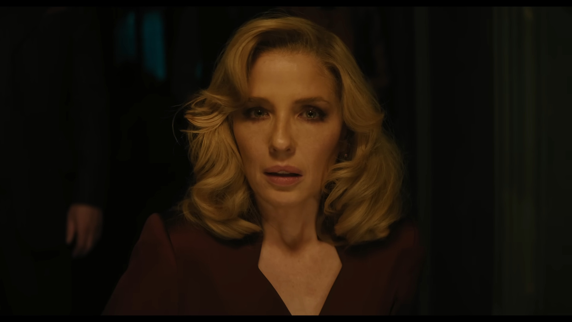 Rowena Drake (Kelly Reilly) is overwhelmed with fear in A Haunting in Venice (2023), 20th Century Studios