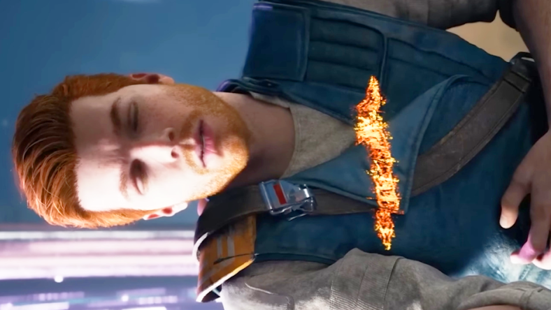 Cal Kestis (Cameron Monaghan) takes a Lightsaber slash to the chest in Star Wars Jedi: Survivor (2023), Respawn