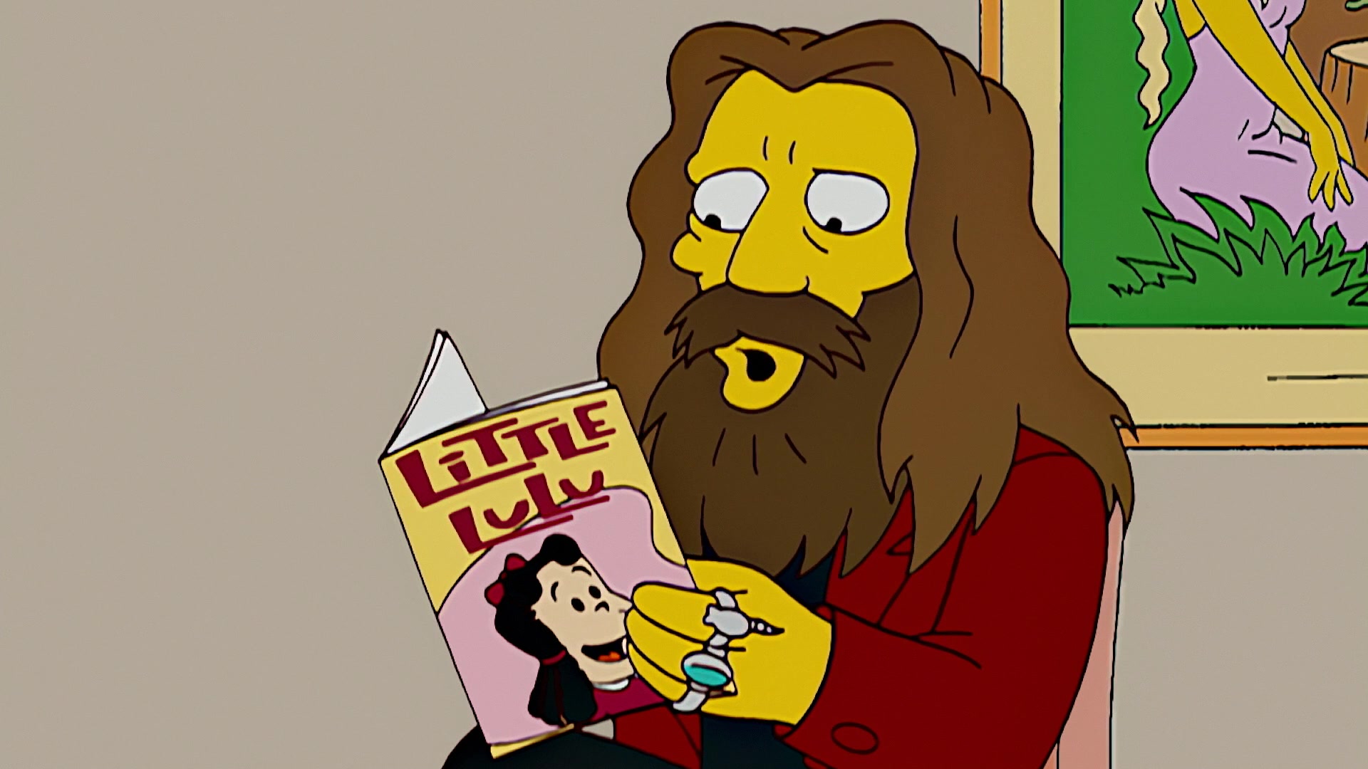 Alan Moore (Himself) enjoys an issue of Little Lulu in The Simpsons Season 19 Episode 7 "Husbands and Knives" (2007), Fox Studios