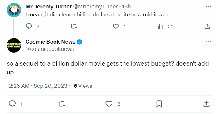 The Marvels' budget is $130 million according to Vanity Fair : r