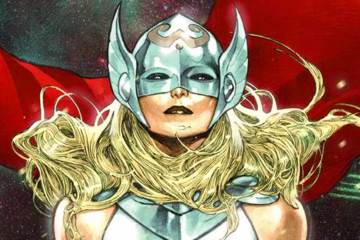 Jane Foster stands tall on Olivier Copiel's variant cover to Mighty Thor Vol. 3 #1 "Thunder In Her Veins" (2015), Marvel Comics