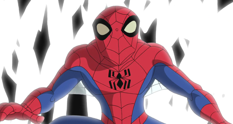 Peter Parker (Josh Keaton) breaks free from the Venom symbiote's hold in The Spectacular Spider-Man Season 1 Episode 12 "Intervention" (2008), Marvel Entertainment