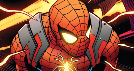 Peter Parker dodges Kraven and the Goblin Queen on John Romita Jr., Scott Hanna, and Marcio Menyz's cover to Amazing Spider-Man Vol. 6 #32 (2023), Marvel Comics