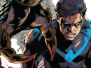 Nightwing finds himself face-to-face with Raptor on Ivan Reis, Oclair Albert, and Sula Moon's variant cover to Nightwing Vol. 4 #8 "Rise of Raptor, Finale" (2017), DC